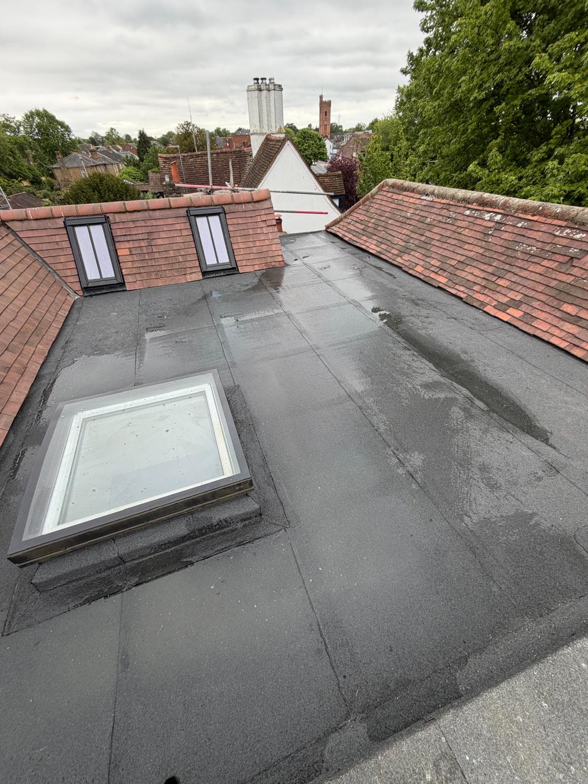 Full Flat Roof Replacement — 3 Layer Torch-On Felt — Epping High Street, Essex